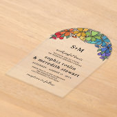 Trotse Bloemen Boog Monogram LGBT Trouwdag Acryl Uitnodigingen (Laagn)