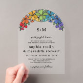 Trotse Bloemen Boog Monogram LGBT Trouwdag Acryl Uitnodigingen (Insitu (Draagbaar))