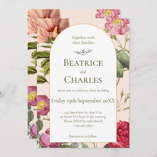 Trotse Bloementuin Trouw Uitnodiging (Voorkant / Achterkant)