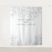 Trotse Bloemige Botanische Grijze Bruiloft Wandkleed (Voorkant)