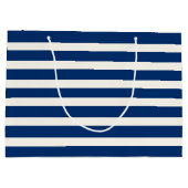 Trotse bloemige marineblauwe strepen bruiloft groot cadeauzakje (Achterkant)