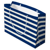 Trotse bloemige marineblauwe strepen bruiloft groot cadeauzakje (Achterkant Gekanteld)