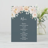 Trotse Bloemige Navy Blauwe Trouwmenu Menu (Staand voorkant)