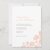 Trotse Bloemige Perzik Roos Kantpatroon Bruiloft Kaart (Voorkant)