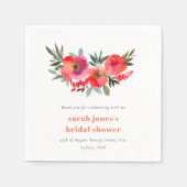 Trotse Boho Roze Oranje Bloemige Bruiloft Servet (Voorkant)