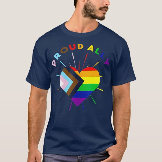 Trotse bondgenoot LGBTQ Progress Pride Flag Rainbo T-shirt (Voorkant)