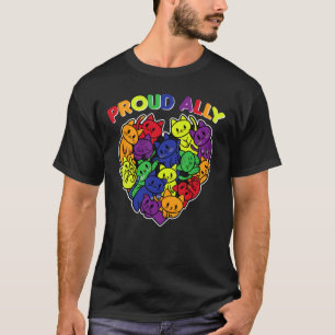 Trotse Bondgenoot LGBTQ Steun Regenboog Kat Hart T-shirt