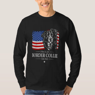Trotse Border Collie Moeder Amerikaanse Vlag Patri T-shirt