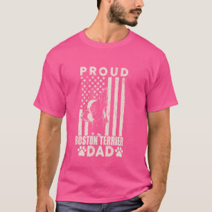 Trotse Boston Terrier Hond Papa Amerikaanse Vlag H T-shirt