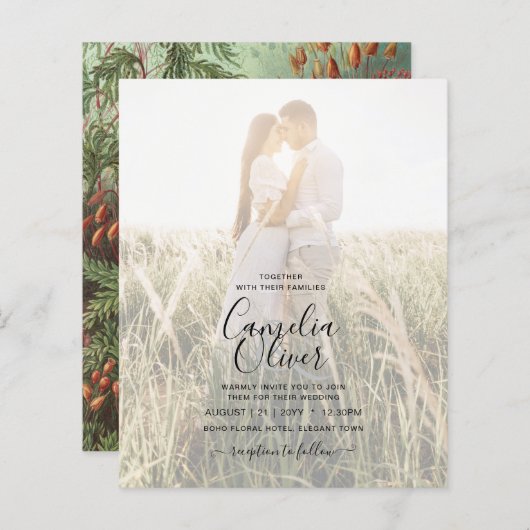 Trotse Botanische Groene Terracotta Trouwuitnodigi (Voorkant / Achterkant)