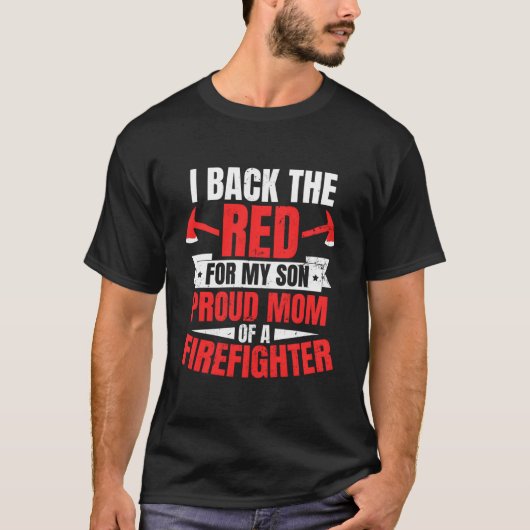 Trotse brandweermoeder steun het rood t-shirt (Voorkant)