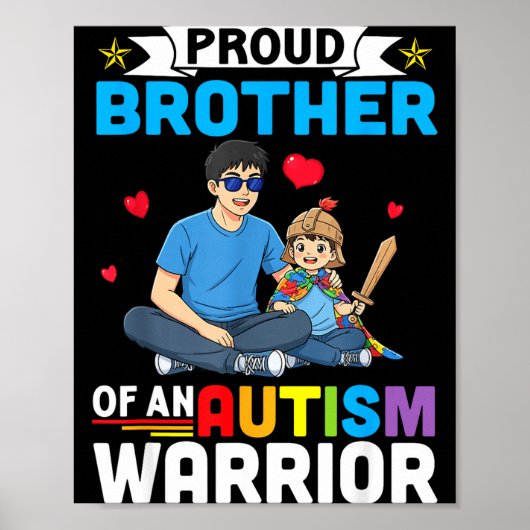 Trotse broer autism awareness warrior steun voor poster (Voorkant)