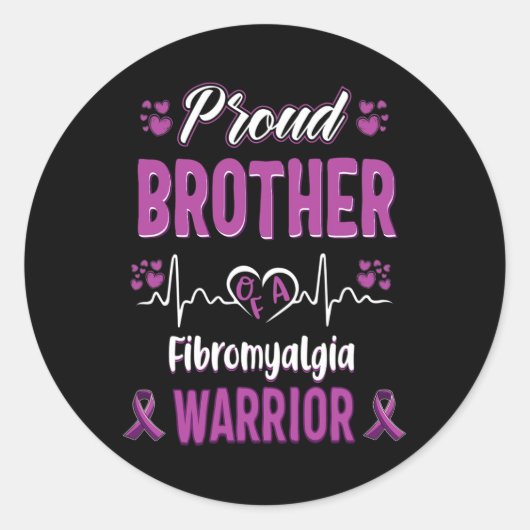 Trotse Broer Fibromyalgie Warrior Awareness Ribbo Ronde Sticker (Voorkant)