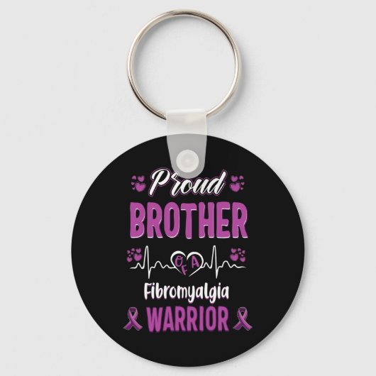 Trotse Broer Fibromyalgie Warrior Awareness Ribbo Sleutelhanger (Voorkant)