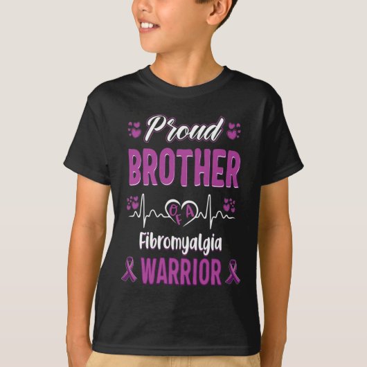 Trotse Broer Fibromyalgie Warrior Awareness Ribbo T-shirt (Voorkant)