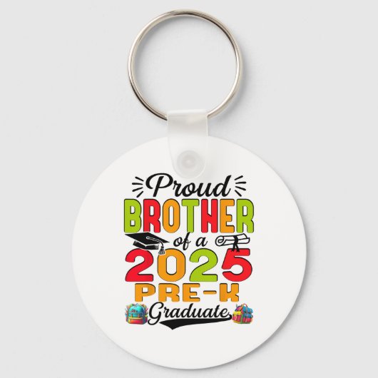 Trotse broer van 2025 Pre-k Afstuderen Vaderdag Sleutelhanger (Voorkant)