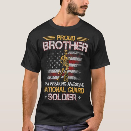 Trotse broer van de Nationale Garde Soldaat Vetera T-shirt (Voorkant)