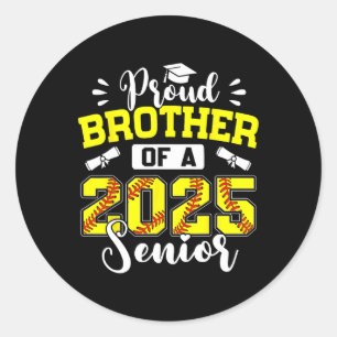 Trotse broer van een 2025 senior softll Afstuderen Ronde Sticker