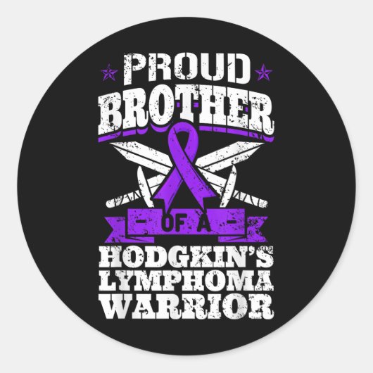 Trotse broer van een Hodgkins Lymfoom Warrior HL A Ronde Sticker (Voorkant)