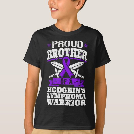 Trotse broer van een Hodgkins Lymfoom Warrior HL A T-shirt (Voorkant)