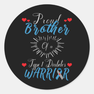 Trotse Broer Van Een Type 1 Diabetes Krijger Aware Ronde Sticker