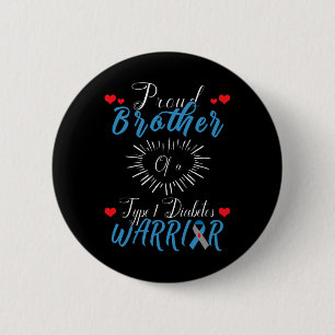 Trotse Broer Van Een Type 1 Diabetes Krijger Bewus Ronde Button 5,7 Cm