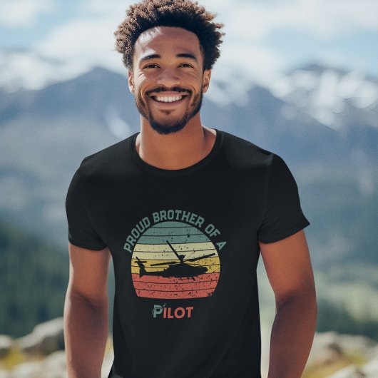 Trotse Broer van Pilot Gepersonaliseerde Retro Vin T-shirt