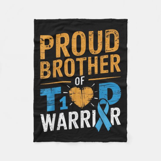 Trotse broer van T1D Warrior Awareness S Fleece Deken (Voorkant)