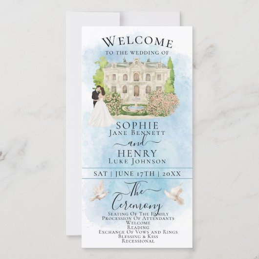 Trotse Bruid Bruidegom Luxe Trouwprogramma in Eleg (Voorkant)