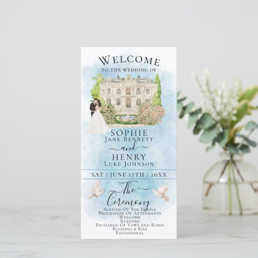 Trotse Bruid Bruidegom Luxe Trouwprogramma in Eleg (Staand voorkant)