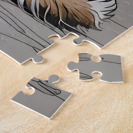 Trotse Bruine en Witte Hond Puzzel Legpuzzel (Zijkant)