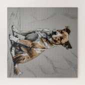 Trotse Bruine en Witte Hond Puzzel Legpuzzel (Horizontaal)