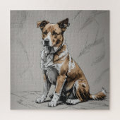 Trotse Bruine en Witte Hond Puzzel Legpuzzel (Verticaal)