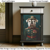 Trotse Bulldog, Militair Uniform CF2 Decoupage Tissuepapier