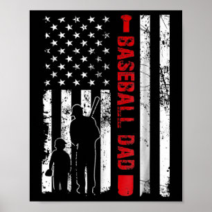 Trotse Bysebyll Vader Amerikaanse Vlag Sport Vader Poster
