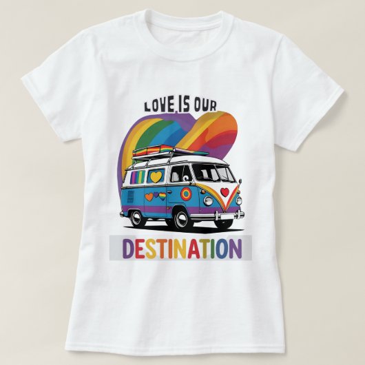Trotse camper – Rainbow RV Pride T-shirt (Design voorkant)