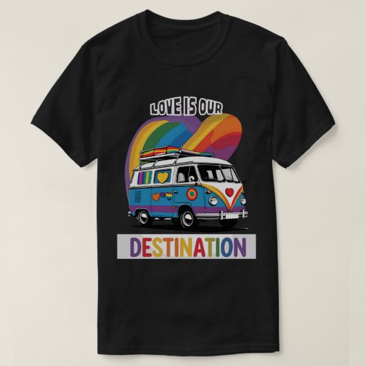 Trotse camper – Rainbow RV Pride T-shirt (Design voorkant)