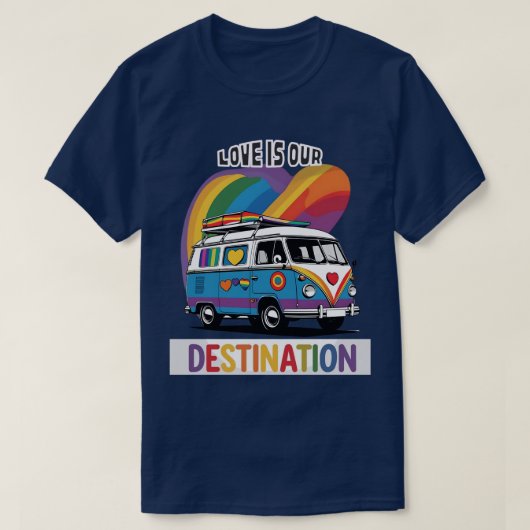 Trotse camper – Rainbow RV Pride T-shirt (Design voorkant)