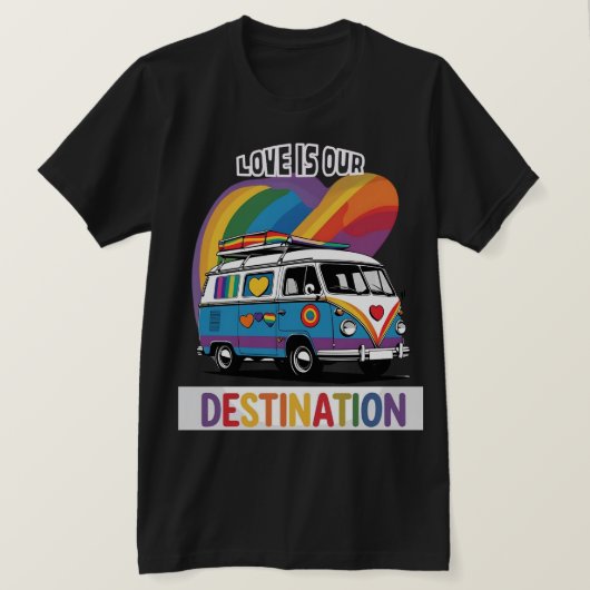 Trotse camper – Rainbow RV Pride T-shirt (Design voorkant)