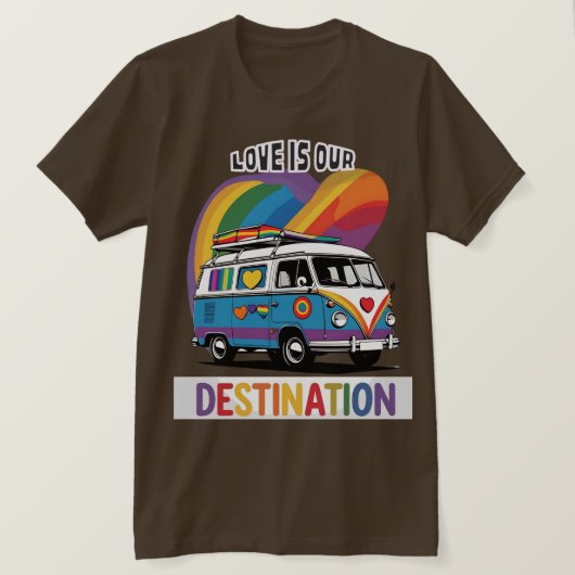 Trotse camper – Rainbow RV Pride T-shirt (Design voorkant)
