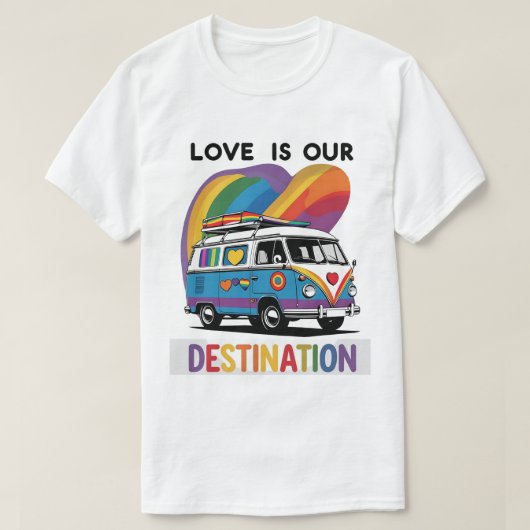 Trotse camper – Rainbow RV Pride T-shirt (Design voorkant)