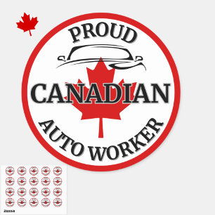Trotse Canadese Auto Worker Maple Leaf Canada Ronde Sticker