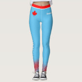 Trotse Canadese MAM met Rode esdoornblad op BLAUW Leggings (Voorkant)