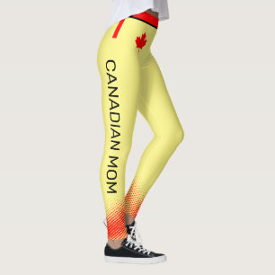 Trotse Canadese MAMA met Rode esdoornblad op GEEL Leggings