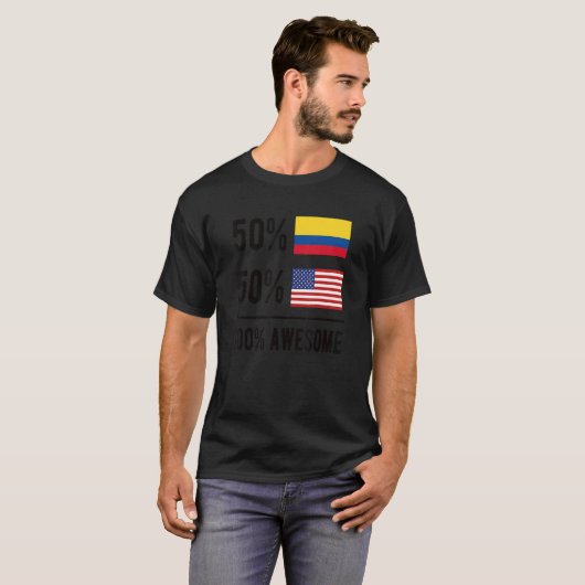 Trotse Colombiaanse Amerikaanse vlag Colombia USA T-shirt (Voorkant volledig)