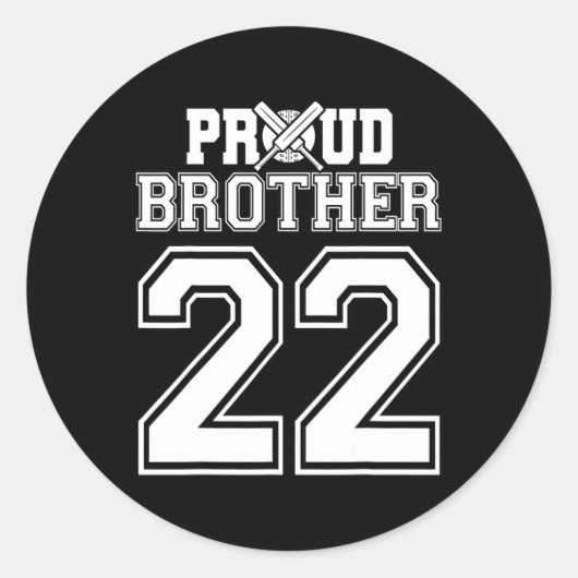 Trotse Cricket Broer Nummer 22 Ronde Sticker (Voorkant)