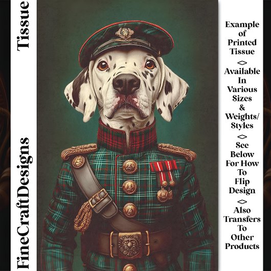 Trotse Dalmatische hond Militaire uniform CH5 Déco Tissuepapier