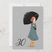 Trotse dame in de regendag 30e verjaardag kaart (Voorkant)