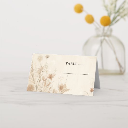 Trotse Delicate Bloemige Botanische Boho Bruiloft Plaatskaartje (Voorkant)