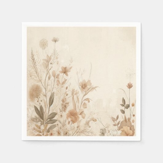 Trotse Delicate Bloemige Botanische Boho Bruiloft Servet (Voorkant)